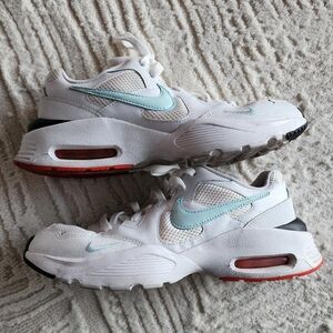 Nike White Sneakers with Light Blue Swoosh